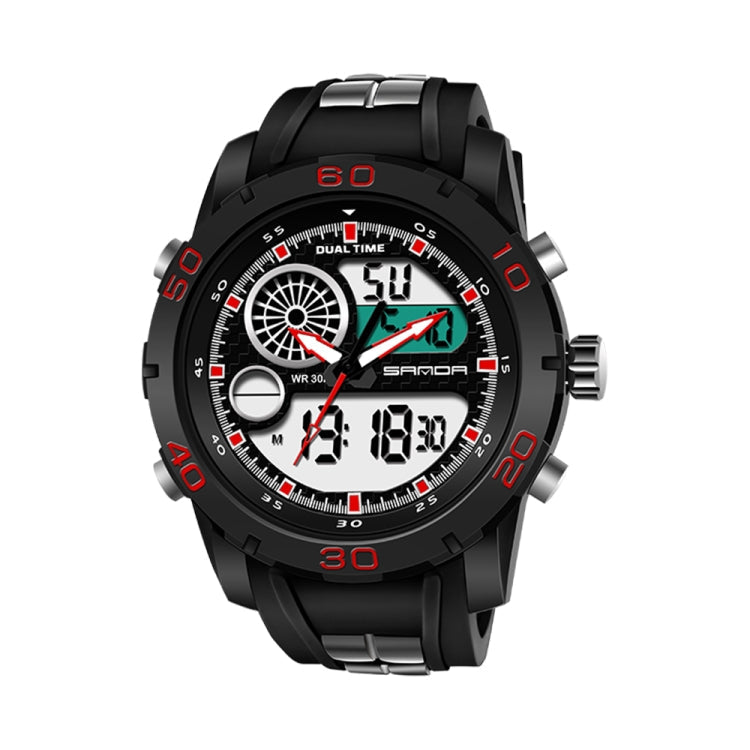 SANDA New Waterproof Luminous Plastic Multi Functional Watch Men Outdoor Sports LED Electronic Watch