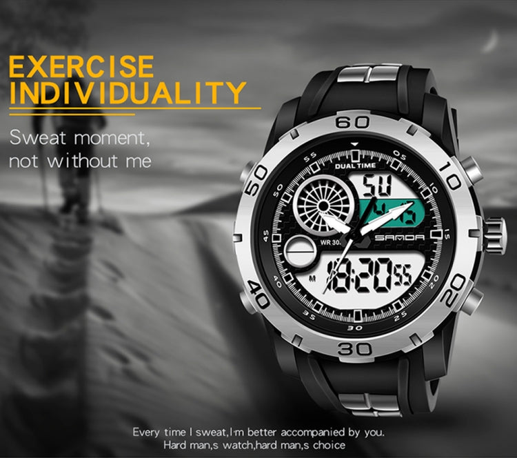 SANDA New Waterproof Luminous Plastic Multi Functional Watch Men Outdoor Sports LED Electronic Watch