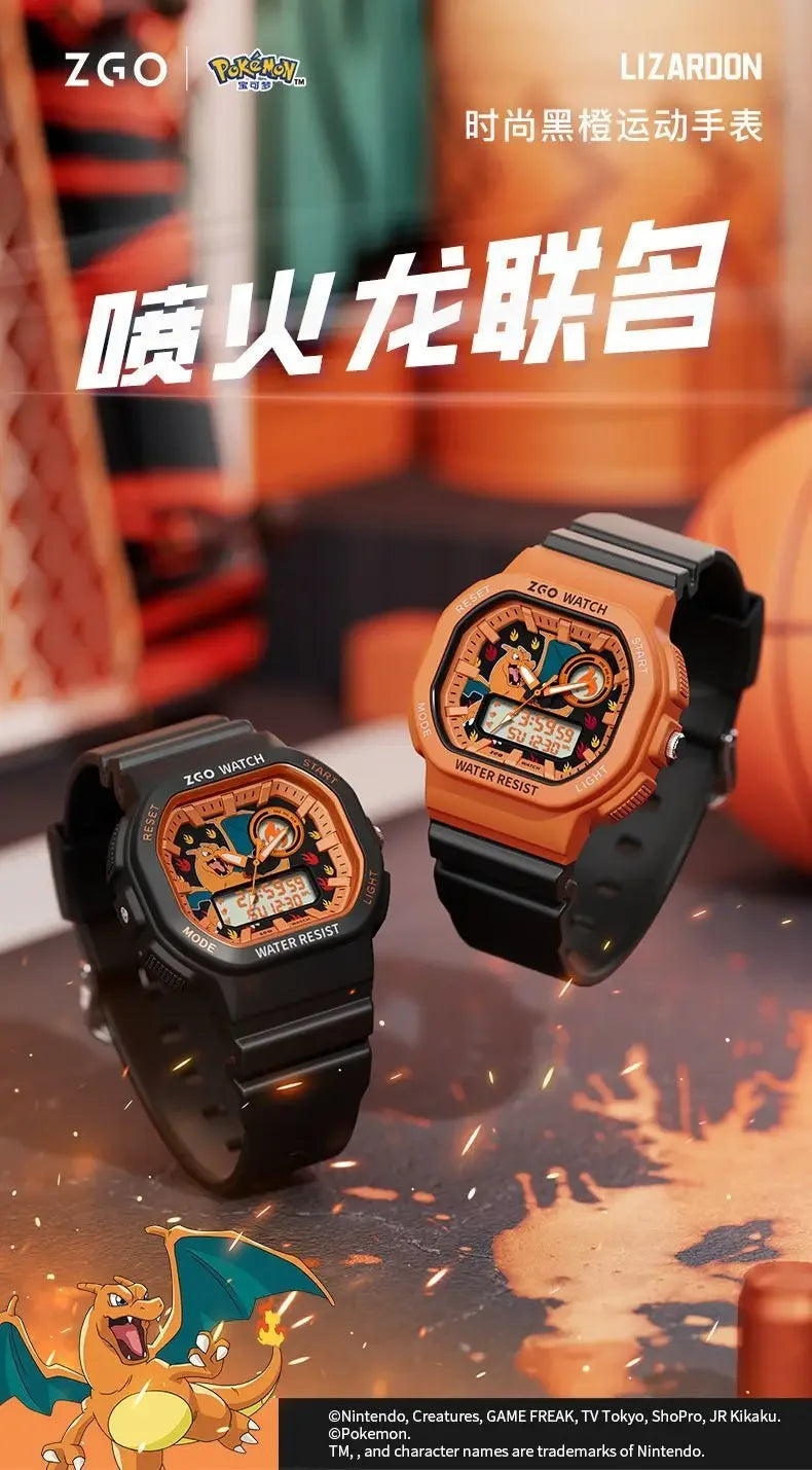 ZGO Co-branded Anime Series Watch Men's Sports Waterproof Student Trend Pikachu Quartz Electronic Watch Gifts