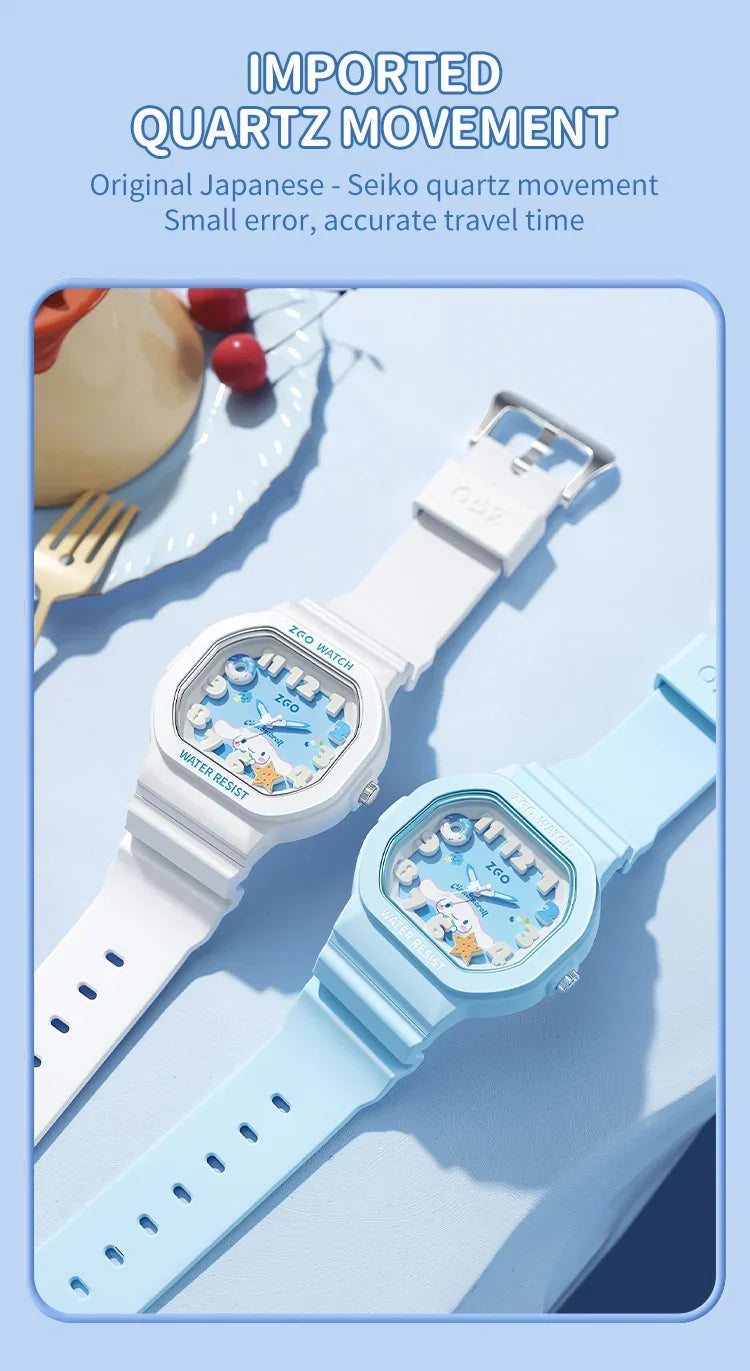 ZGO x Cinnamoroll watch for kids girl waterproof Sports Small square Watch gift 357