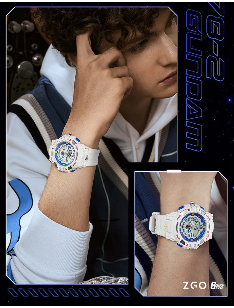 ZGO X Gundam Kids Watch Mechanical Waterproof Sports Electronic Digital Watches For Middle School Student Teenage Boys