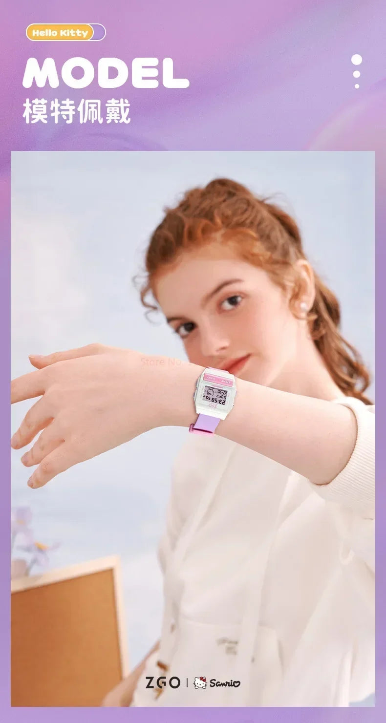 Original Sanrio Joint Zgo Kuromi Cinnamoroll Anime Cute Watches Waterproof Luminous Kawaii Sports Quartz Watch Chrismas Gifts