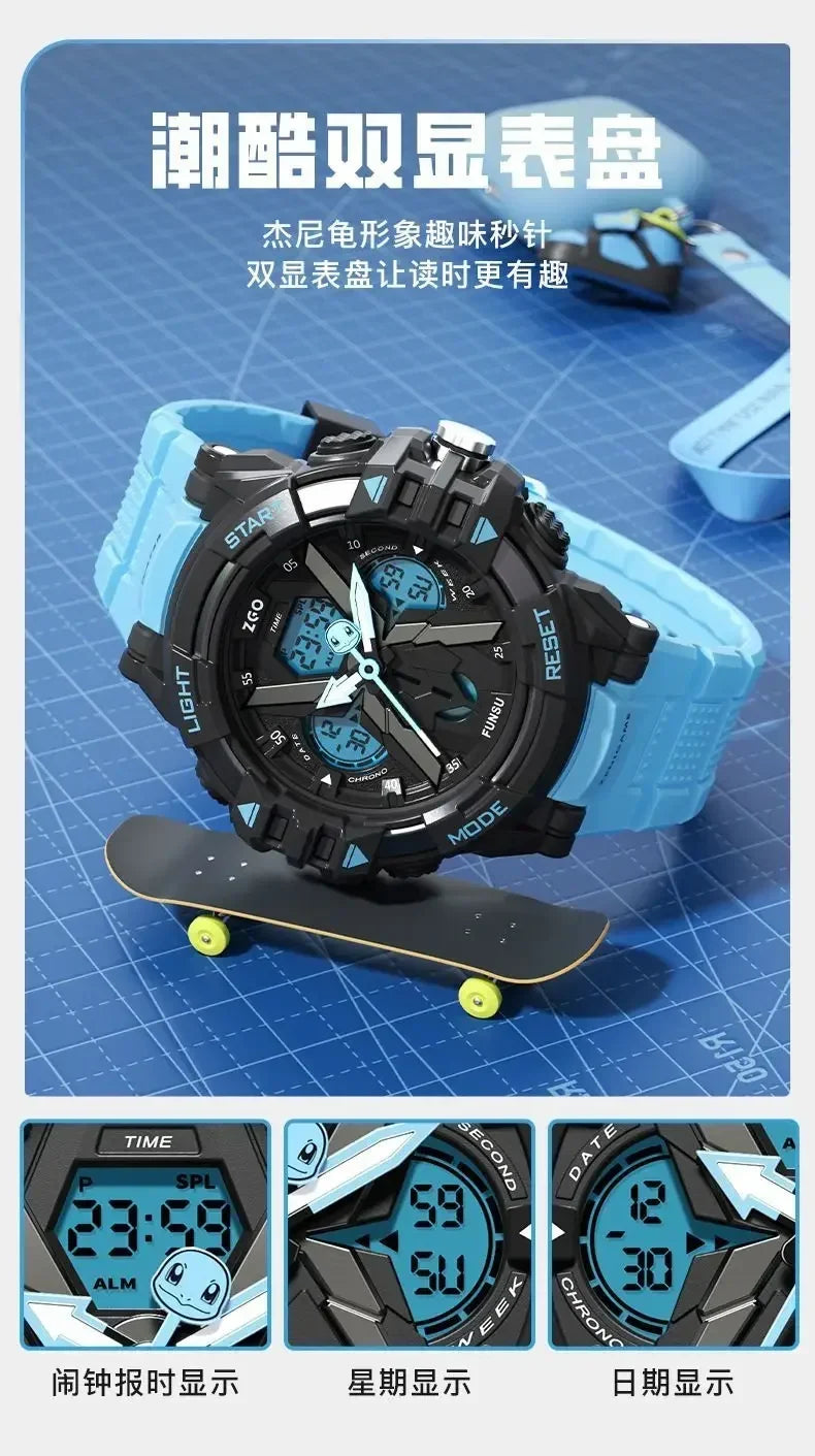 ZGO Co-branded Anime Series Watch Men's Sports Waterproof Student Trend Pikachu Quartz Electronic Watch Gifts