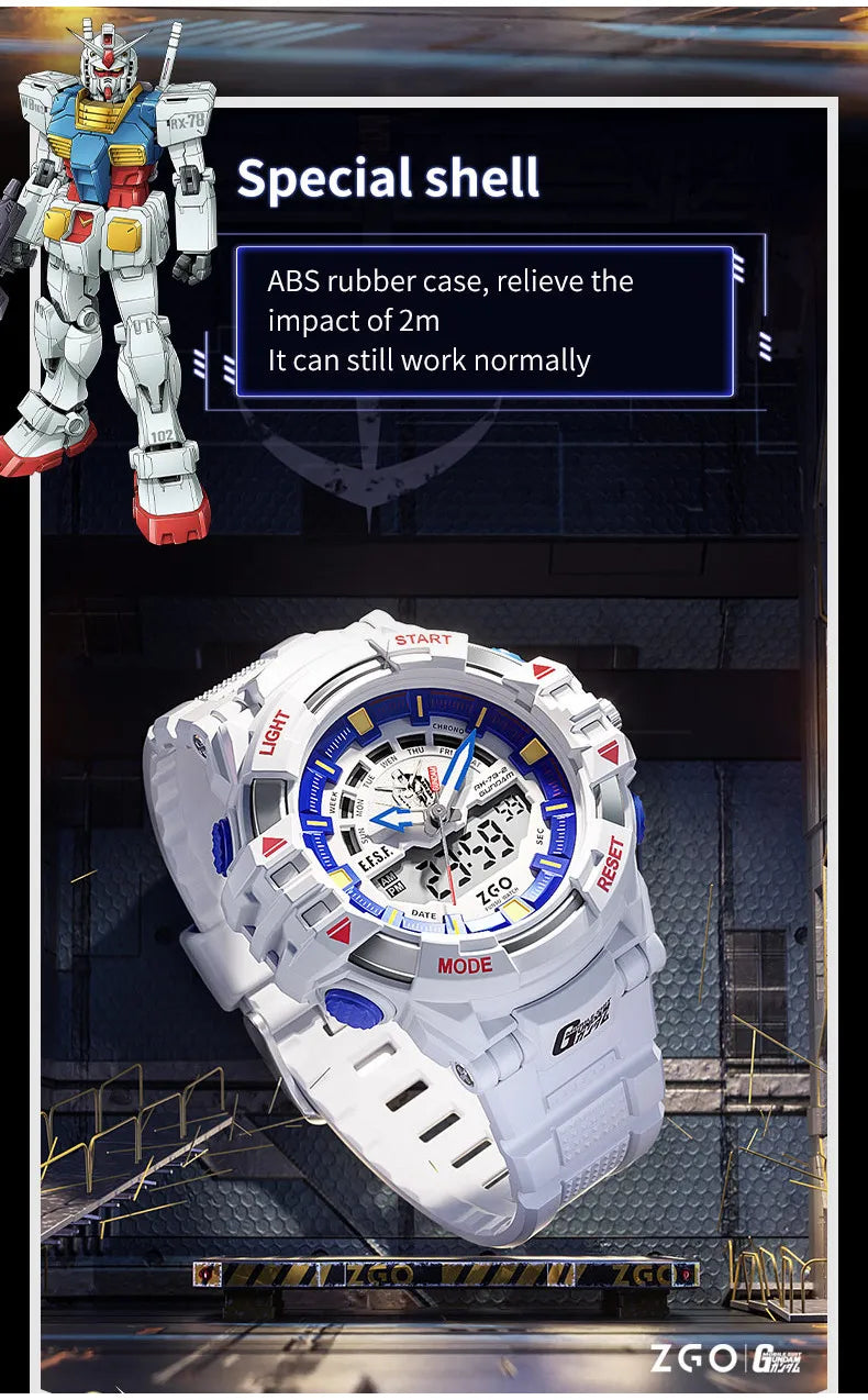 ZGO X Gundam Kids Watch Mechanical Waterproof Sports Electronic Digital Watches For Middle School Student Teenage Boys