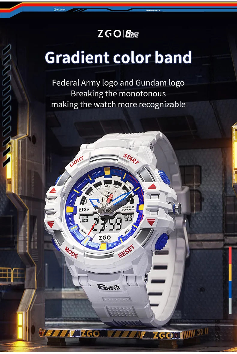 ZGO X Gundam Kids Watch Mechanical Waterproof Sports Electronic Digital Watches For Middle School Student Teenage Boys
