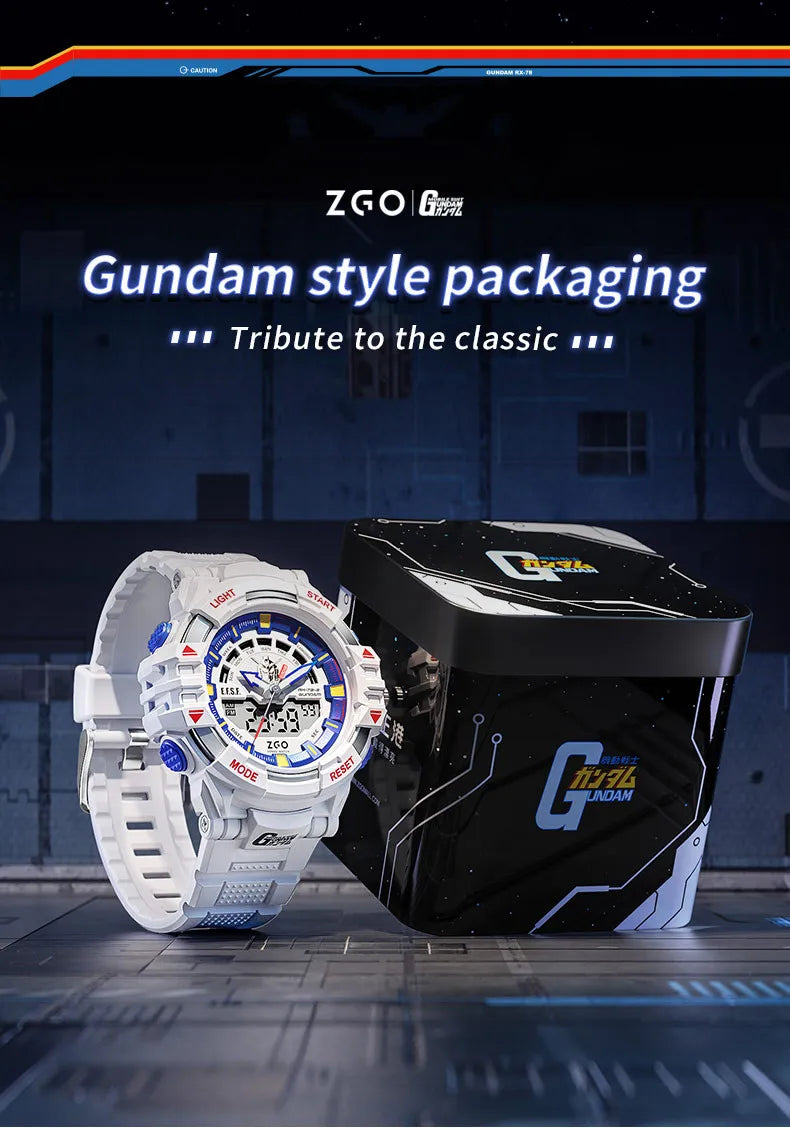 ZGO X Gundam Kids Watch Mechanical Waterproof Sports Electronic Digital Watches For Middle School Student Teenage Boys