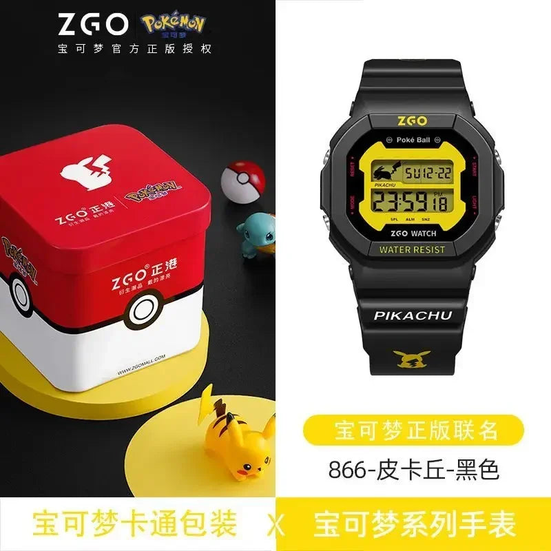 ZGO Co-branded Anime Series Watch Men's Sports Waterproof Student Trend Pikachu Quartz Electronic Watch Gifts