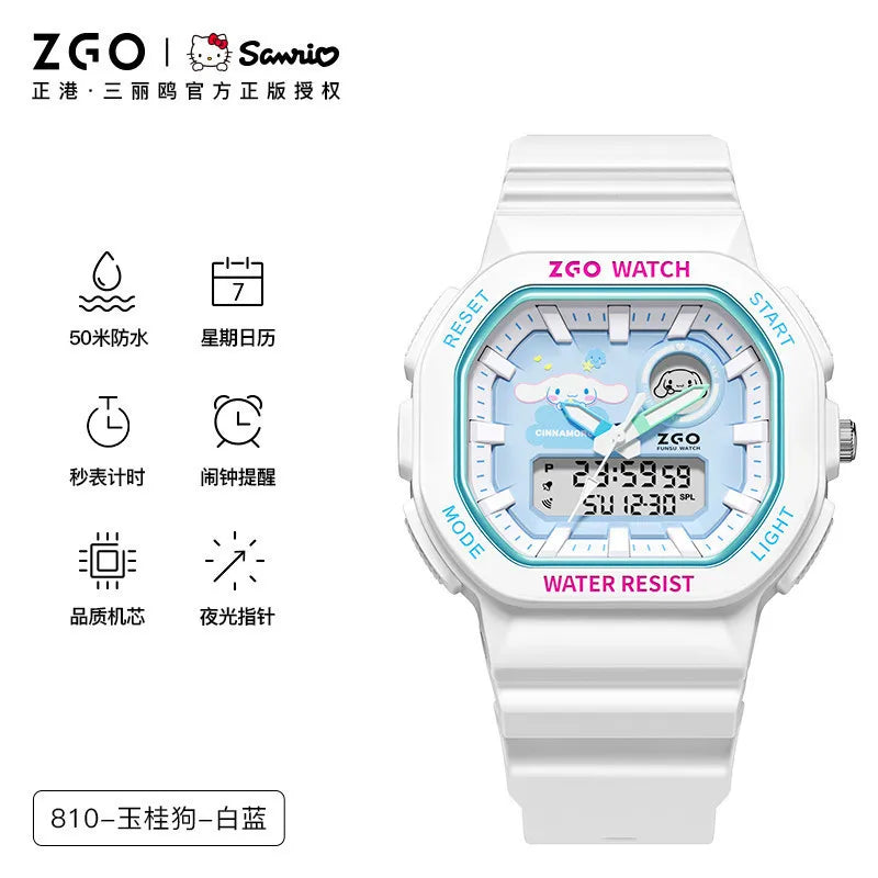 ZGO X Sanrio My Melody New Electronic Watch Dual Display Waterproof