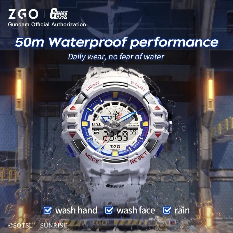 ZGO X Gundam Kids Watch Mechanical Waterproof Sports Electronic Digital Watches For Middle School Student Teenage Boys