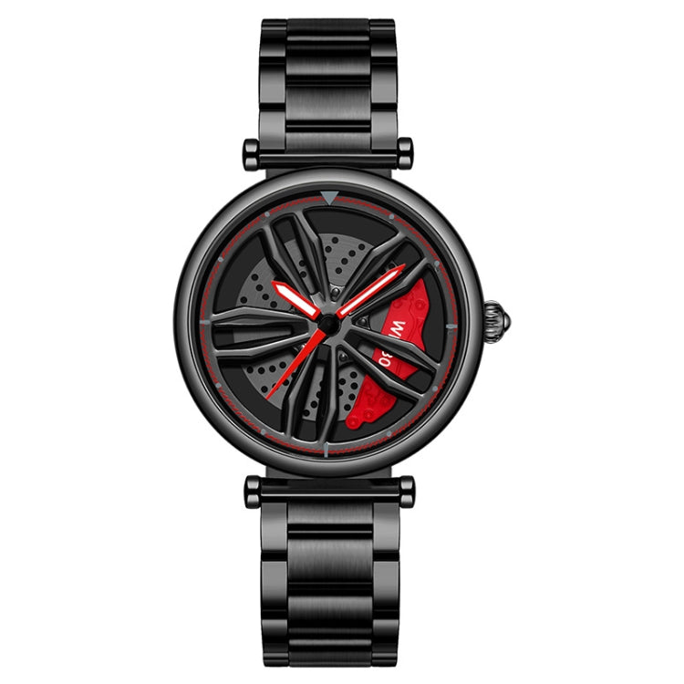 SANDA P1074 Cool Couple Steel Band Quartz Watch Wheel Series Dial Ladies Watch, For Ladies Black Red, For Ladies Black Green, For Ladies Rose Gold, For Ladies Silver Red