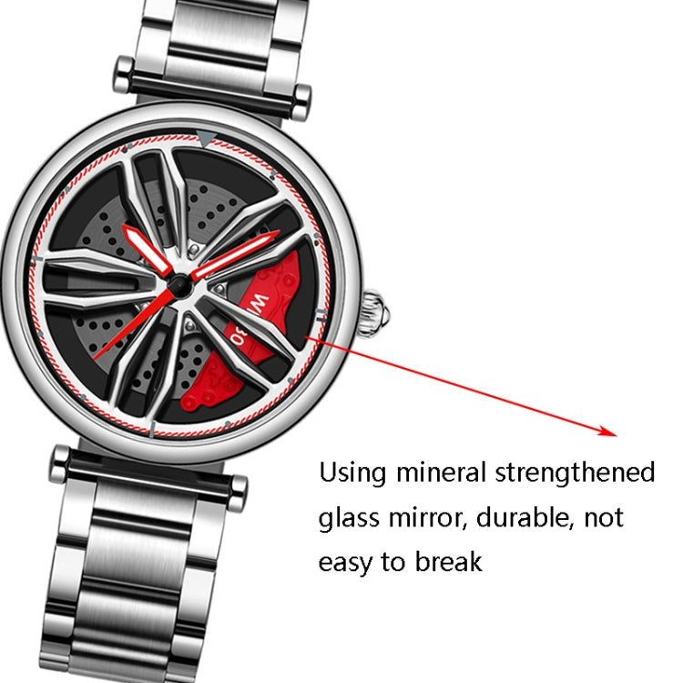 SANDA P1074 Cool Couple Steel Band Quartz Watch Wheel Series Dial Ladies Watch, For Ladies Black Red, For Ladies Black Green, For Ladies Rose Gold, For Ladies Silver Red