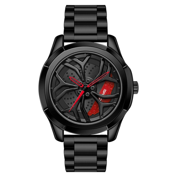 SANDA P1065 Wheel Series Casual Steel Band Quartz Watch For Men, For Men Blue Red, For Men Black Red, For Men Silver Red, For Men Blue Green, For Men Black Green, For Men Silver Green