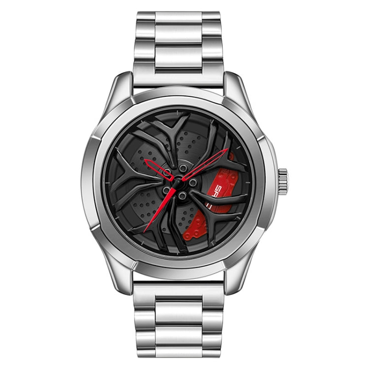SANDA P1065 Wheel Series Casual Steel Band Quartz Watch For Men, For Men Blue Red, For Men Black Red, For Men Silver Red, For Men Blue Green, For Men Black Green, For Men Silver Green