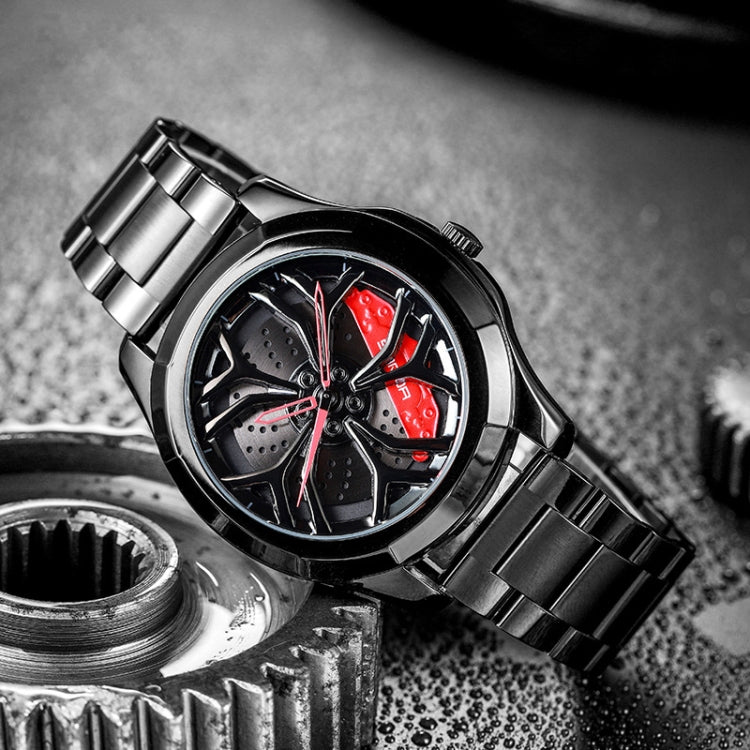 SANDA P1065 Wheel Series Casual Steel Band Quartz Watch For Men, For Men Blue Red, For Men Black Red, For Men Silver Red, For Men Blue Green, For Men Black Green, For Men Silver Green