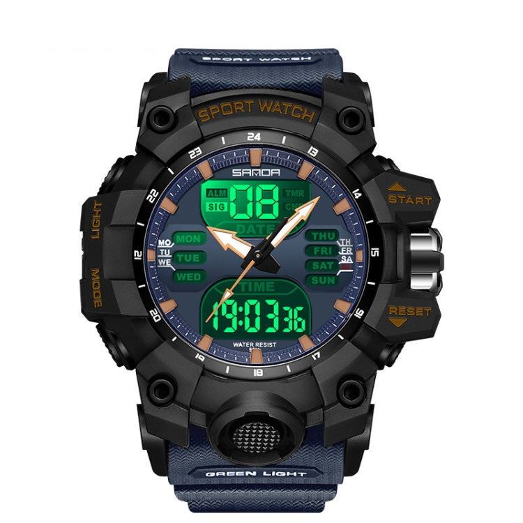 SANDA Green Light Alarm Clock Multifunctional Waterproof Shockproof Transparent Watch