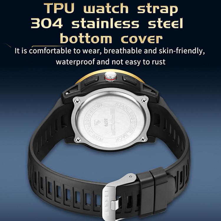 SANDA 3379 Sport Waterproof Alarm Clock Reminder Electronic Watch