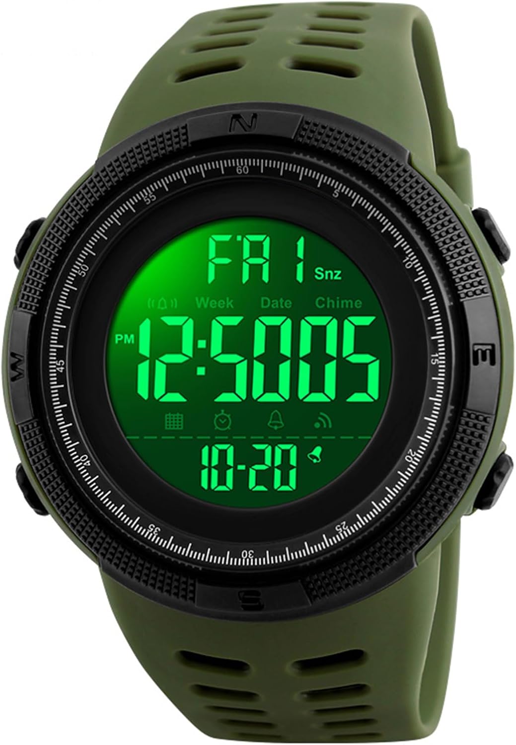 SKMEI Watch for Men,Military Sports Round Digital Watch with Waterproof Led Light Stopwatch Countdown Date Alarms Chronograph