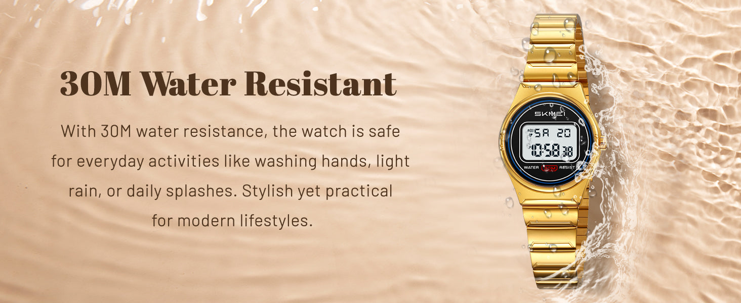 Gosasa Retro Ultra-Thin Digital Watch for Men & Women, 30M Water Resistant | Stainless Steel Design Adds A Business-Casual Look, Quartz Timing Pairs With LED Backlight, Alarm And Stopwatch For Daily Use