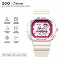 ZGO x Sanrio Hello Kitty Officially Licensed Dual‑Display Watch, 50M Waterproof Luminous Hands Student Wrist Watch for Girls