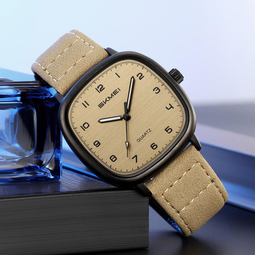 Mens Square Watch for Men Vintage Minimalist Analog Simple Watch | Unisex Watches for Adults, Leather Strap,3ATM Waterproof, Large Face Watch for Women,Classic Daily Wear,Gift for Him Her