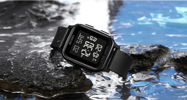 Gosasa Classic Square Face Unisex Women's Men's Digital Multifunction Outdoor Casual Watch Countdown 50M Waterproof Led Light Wristwatch
