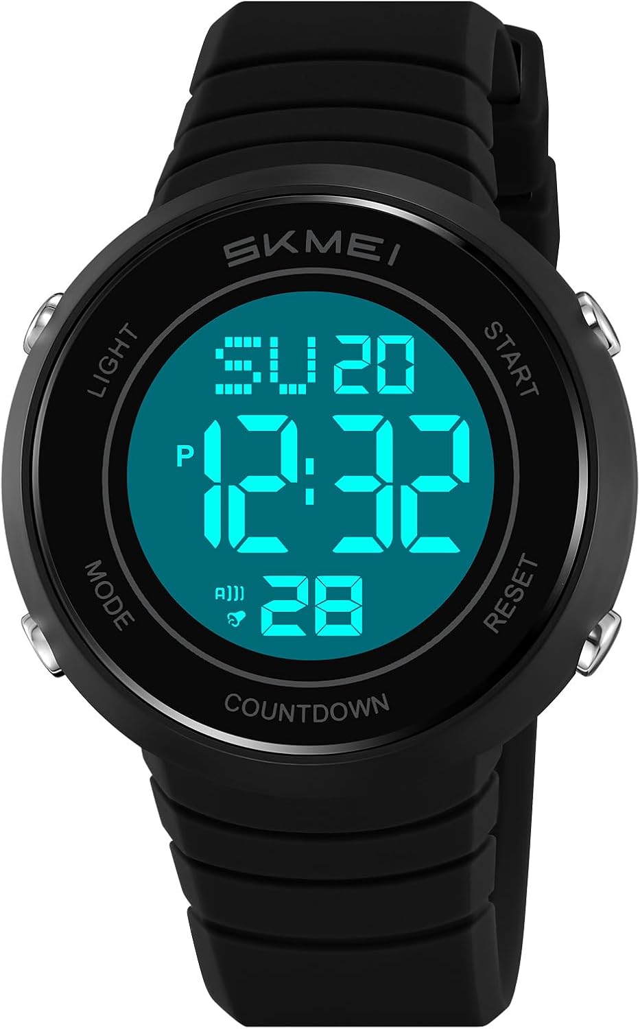 SKMEI Watch for Men,Military Sports Round Digital Watch with Waterproof Led Light Stopwatch Countdown Date Alarms Chronograph