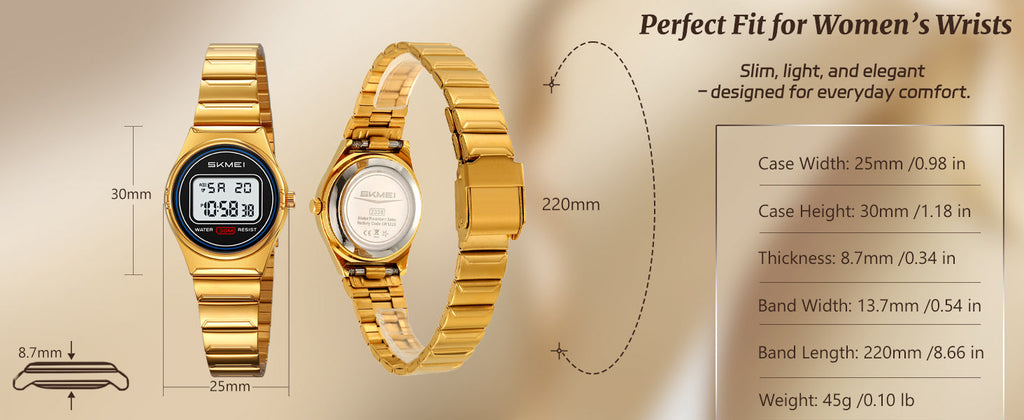 Gosasa Retro Ultra-Thin Digital Watch for Men & Women, 30M Water Resistant | Stainless Steel Design Adds A Business-Casual Look, Quartz Timing Pairs With LED Backlight, Alarm And Stopwatch For Daily Use