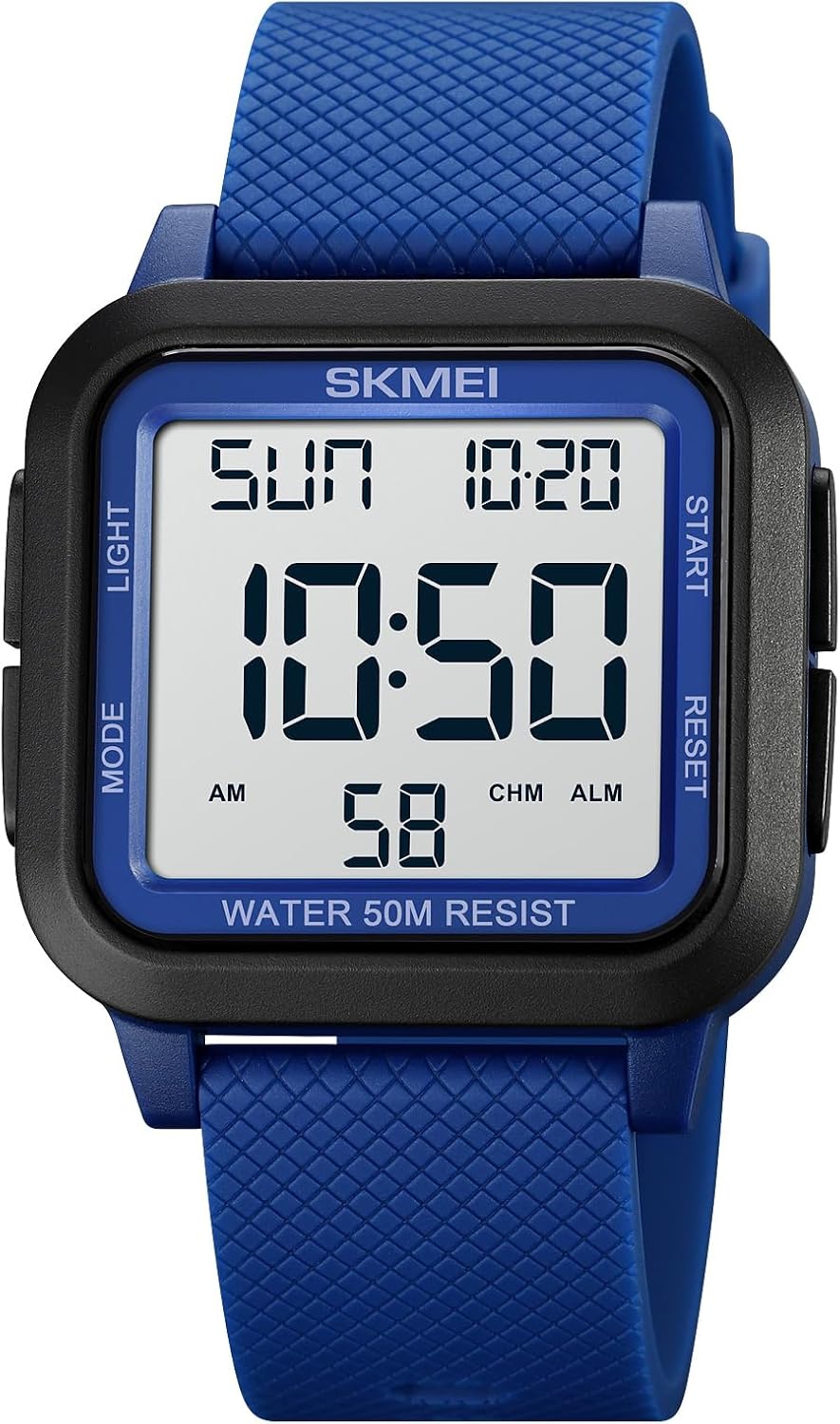 SKMEI Watches for Men,Military Square Ultra-Thin Digital Women Watch with Dual Time 50M Waterproof LED Light Alarm Stopwatch Unisex Sports Watch