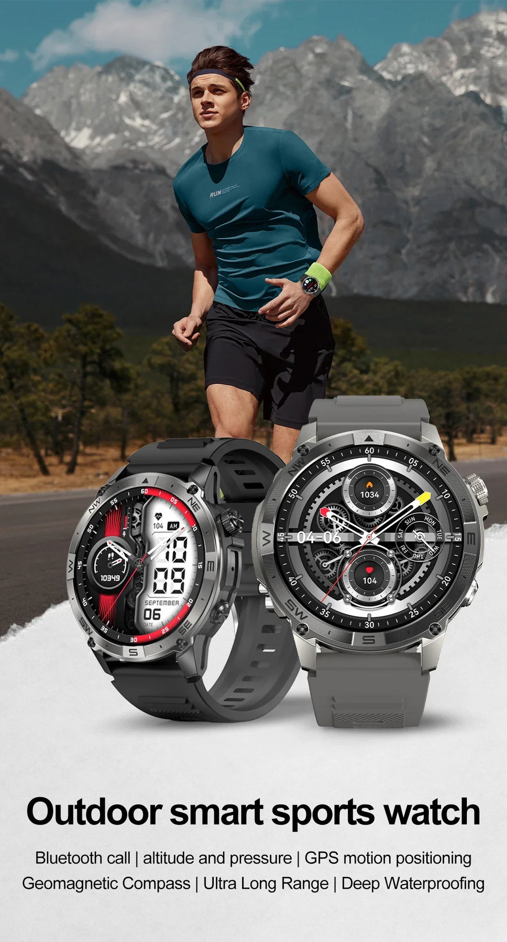 AMOLED Smart Watch - North Edge - GPS Smartwatch