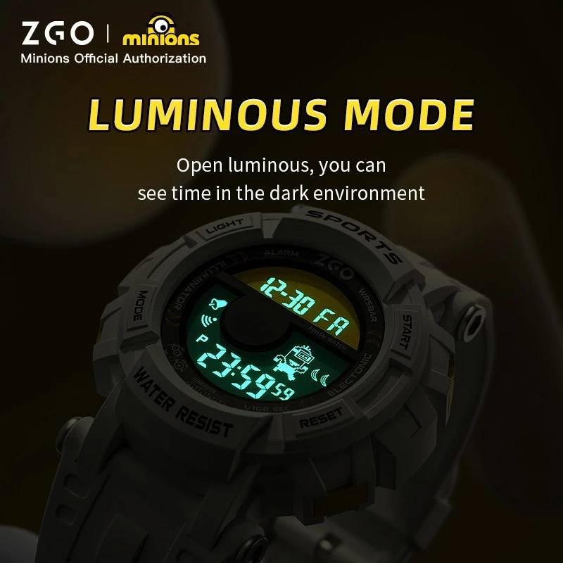 ZGO Co Branded Minions Sports Multi Functional Electronic Watch