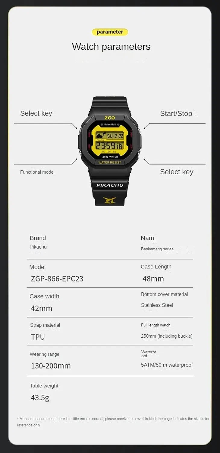 ZGO Pikachu Digital Watches